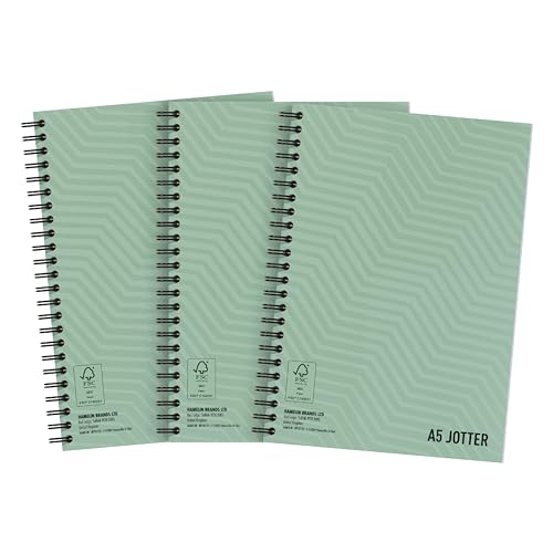 SUMMIT Jotter A5 Metallic Notizbuch, Spiralbindung, 8 mm liniert, mit Rand, 3 Stück Notizblöcke, perforierte Kanten, Kartenhülle von SUMMIT