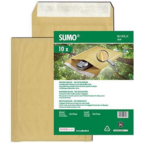 SUMO Papierpolstertaschen 165 x 215 mm haftklebend natron braun 90 g/m² von SUMO