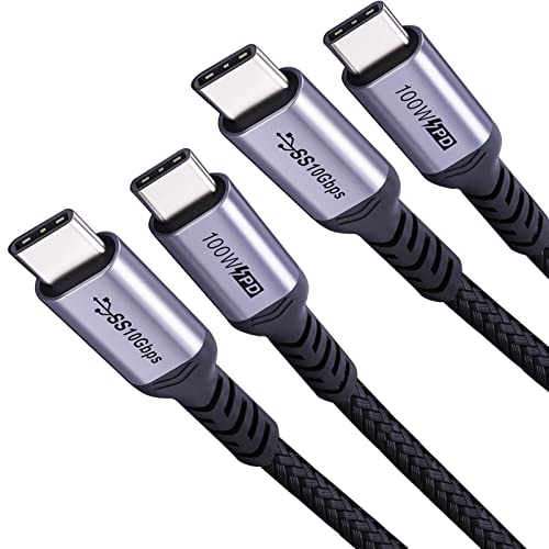 SUMPK 1m USB C auf USB C 3.1 Kabel 2-Pakete, 100W Typ C auf Typ C Monitor Videokabel 4K 60Hz Anzeige, 10gbps High Speed Datenübertragung USB C Kabel E-Marker Chipkabel Kompatibel für Samsung Galaxy von SUMPK