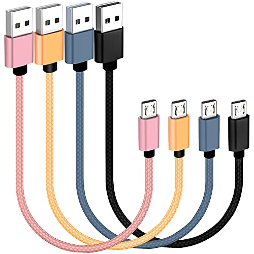 SUMPK 20cm kurze Micro USB Kabel 4 Stücke, USB 2.0 A-Stecker zu Micro B Nylon geflochtene Hochgeschwindigkeits-Ladekabel für Android Telefon, Power Bank, TV Stick und Tablet von SUMPK
