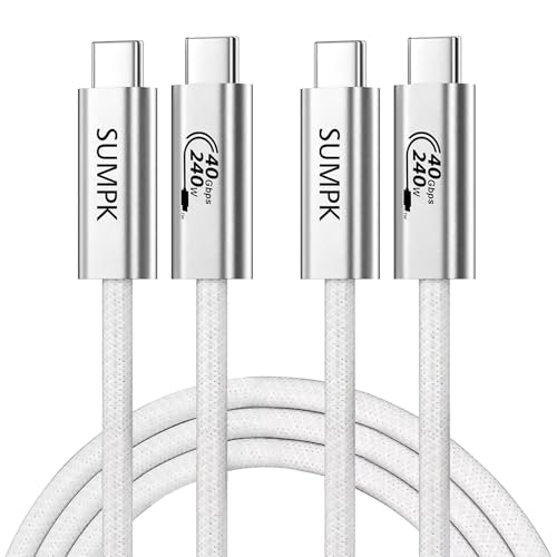 SUMPK 240W USB C Kabel 2m, USB4 Kabel mit 40Gbps High Speed Datenübertragung, einzelne 8K/Dual 4k Anzeige kompatibel für Thunderbolt 4/3 Monitor/Hub/Docking Stationen, iPhone 15 Pro Max von SUMPK