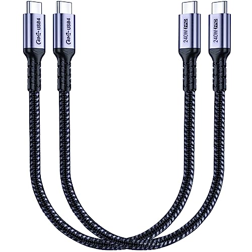 SUMPK 30cm USB 4 Kabel 2-Pakete, 240W USB C zu USB C Kabel, 40Gbps High Speed Datenübertragung und einzelner 8K oder Dual 4K Display Video Ausgang kompatibel mit Thunderbolt 4 von SUMPK