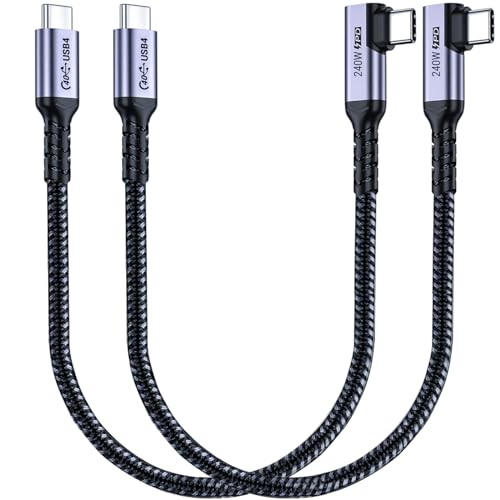 SUMPK 30cm USB 4 Kabel rechtwinklig [2 packs], 240W USB C Kabel, 40Gbps Hochgeschwindigkeits-Datenübertragung mit einzelnem 8K oder Dual 4K Display Video Dispaly von SUMPK