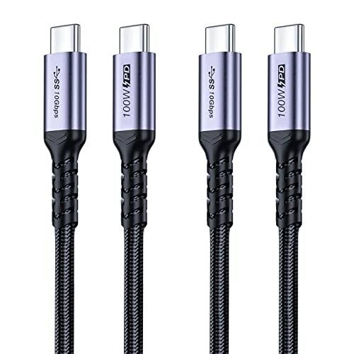 SUMPK 3m USB C 3.1 gen 2 Kabel 2 Pakete, 100W Schnellladekabel 10Gbps Hochgeschwindigkeitsübertragungskabel, 4k 60hz Video Ausgang PD Kabel für Monitor Display, Thunderbolt 3, Galaxy S21 von SUMPK