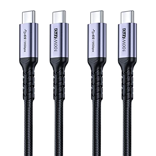 SUMPK 3m USB C 3.1 gen 2 Kabel 2 Pakete, 100W Schnellladekabel 10Gbps Hochgeschwindigkeitsübertragungskabel, 4k 60hz Video Ausgang PD Kabel kompatibel mit Monitor Display, Thunderbolt 3, Galaxy S21 von SUMPK