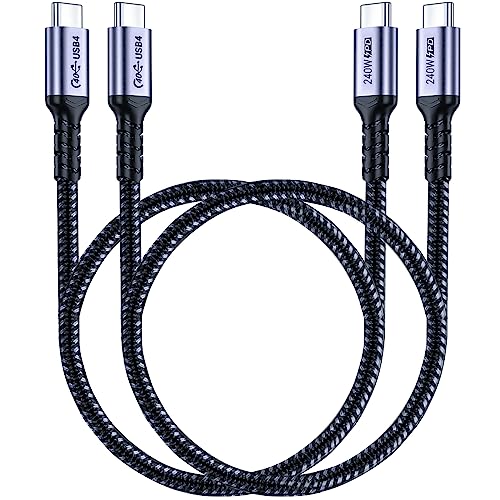 SUMPK 50cm USB 4 Kabel 2 packs, 40Gbps USB 4 Kabel mit 240W Schnellladung und 8K Video Display kompatibel mit Thunderbolt 4, Thunderbolt 3, XPS von SUMPK