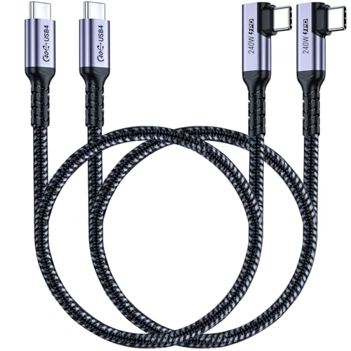 SUMPK Kurzes USB 4-Kabel rechtwinklig [50cm 2 packs], 240W Schnellladung mit Hochgeschwindigkeits-40Gbps Datenübertragung und 8K Videoanzeige von SUMPK