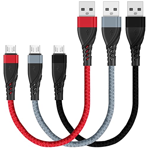 SUMPK Micro USB Kabel Kurz [0.3m 3Stück], Nylon USB 2.0 Typ A auf Micro USB Handy Ladekabel und Daten Schnellladekabe Kompatibel für Samsung Galaxy S6 Edge, Moto, HTC, Huawei, Xiaomi, Nexus Kindle von SUMPK