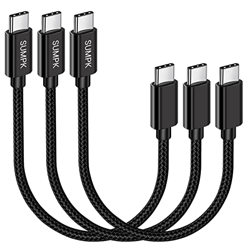 SUMPK USB C auf USB C Kabel [20cm 3 Stück], USB C Kabel Kurz 60W Power Delivery PD kompatibel mit Samsung Galaxy S21/S21+/S20+ Ultra Note 20, Pixel 4/3 XL von SUMPK