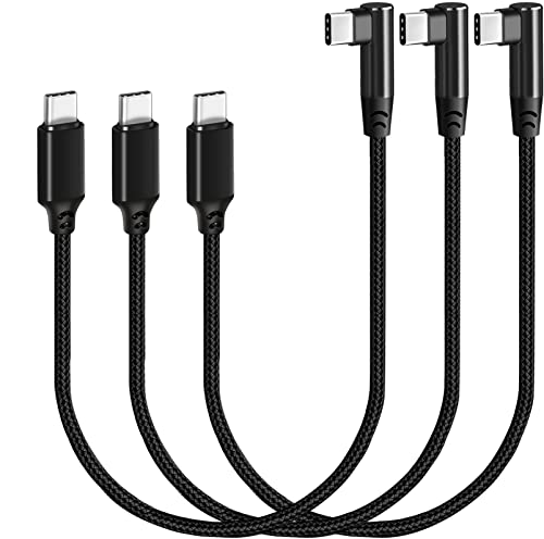 SUMPK USB C zu USB C Kabel 30cm 3 Pakete, Rechteckiger Winkel 90 Grad Typ C PD Schnellladekabel 60W USB 2.0 Nylon Geflochten für Samsung Galaxy S22 S21 S20 S10, Pixel und andere USB-C Stecker von SUMPK