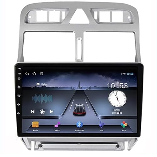 Android 14 Autoradio 22,9 cm Touchscreen GPS Navigation Bluetooth Haupteinheit Unterstützung Backup Spiegel Rückfahrkamera Lenkradsteuerung für Peugeot 307 2002–2013, 8 Core 4G + Wifi 8G + 256G von SUMRED