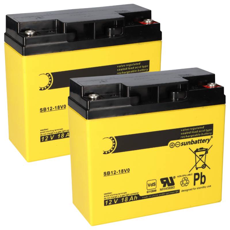 Ersatzakku für Brandmeldezentrale ABB BZK20 2 x AGM Batterie 12V 18Ah mit VdS von SUN Battery