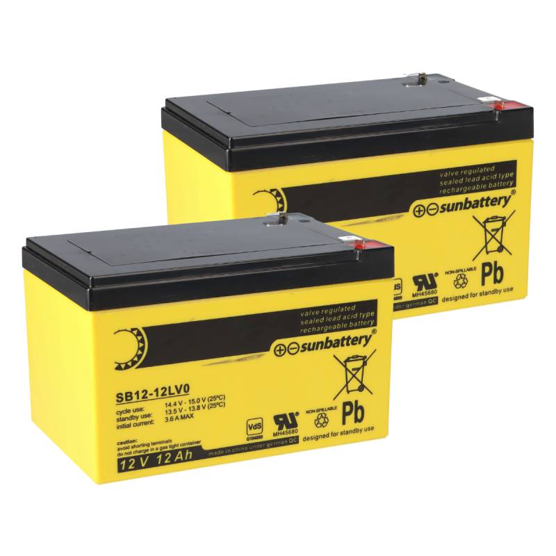 Ersatzakku für Brandmeldezentrale Minimax FMZ 5000 mod S 2x AGM Batterie 12V 12Ah mit VdS von SUN Battery