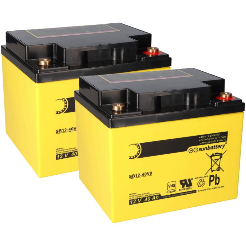 Ersatzakku passend für Brandmeldezentrale Bosch FPP-5000 2 x AGM Batterie 12V 40Ah mit VdS von SUN Battery