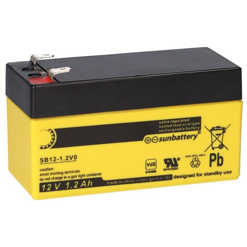 SUN Battery SB12-1.2V0 AGM Akku 12V 1,2Ah Blei-Akku mit VDS von SUN Battery