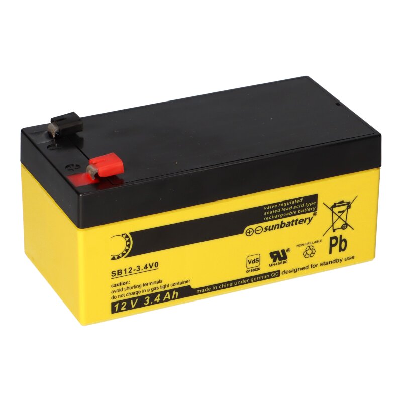 SUN Battery SB12-3.4V0 AGM Akku 12V 3,4Ah Blei-Akku mit VDS SUN Battery SB12-3.4V0 AGM Akku 12V 3,4Ah Blei-Akku mit VDS von SUN Battery