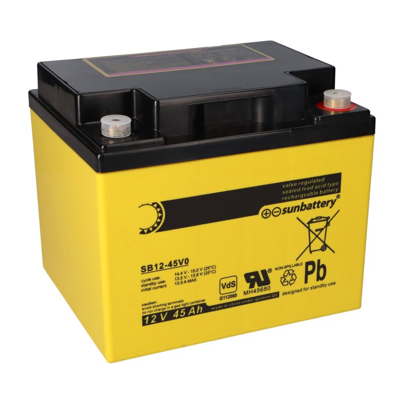 SUN Battery SB12-45V0 AGM Akku 12V 45Ah Blei-Akku mit VDS SUN Battery SB12-45V0 AGM Akku 12V 45Ah Blei-Akku mit VDS von SUN Battery