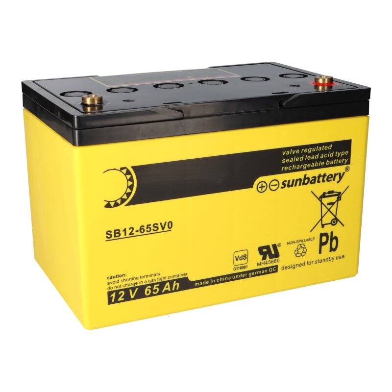 SUN Battery SB12-65SV0 AGM Akku 12V 65Ah Blei-Akku mit VDS von SUN Battery