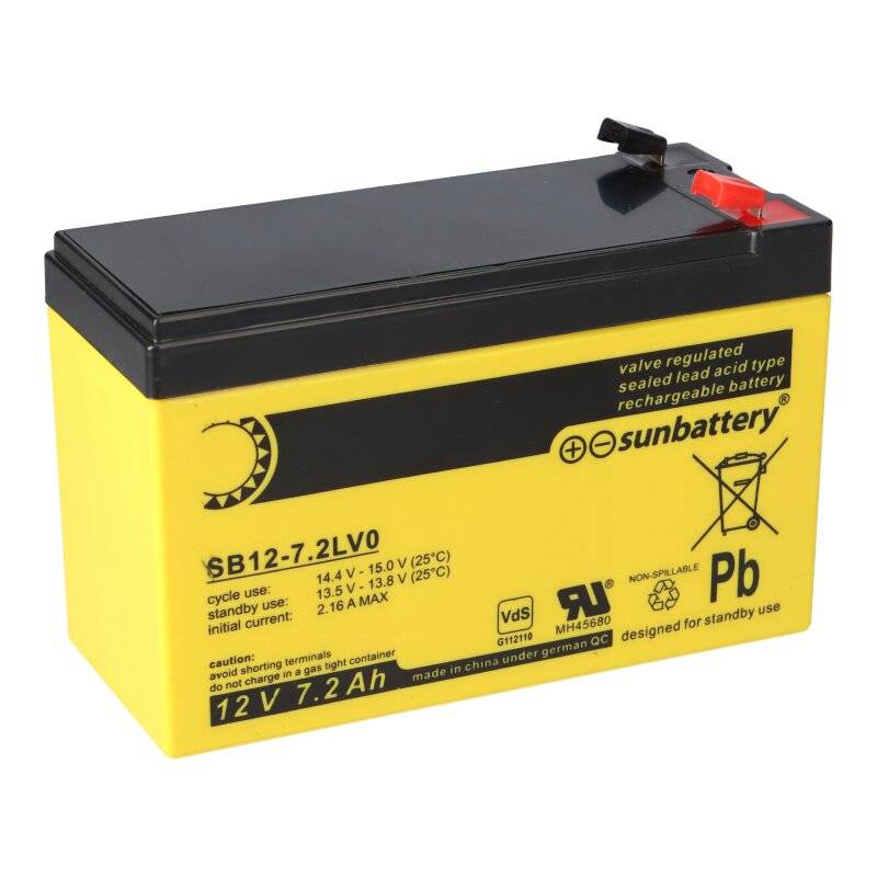 SUN Battery SB12-7.2LV0 AGM Akku 12V 7,2Ah Blei-Akku mit VDS von SUN Battery