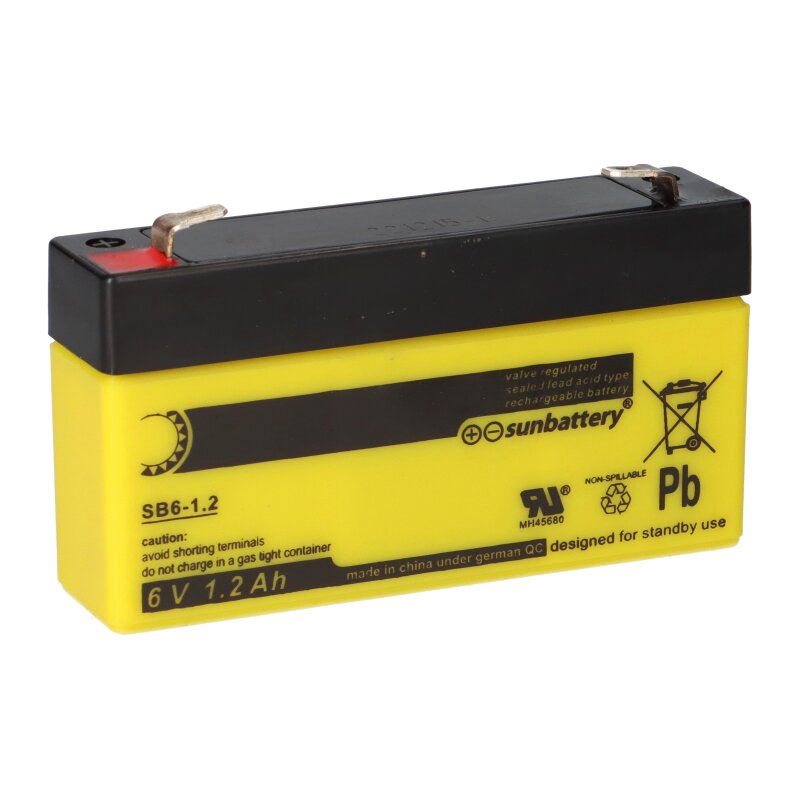 SUN Battery SB6-1.2V0 AGM Akku 6V 1,2Ah Blei-Vlies-Akku SUN Battery SB6-1.2V0 AGM Akku 6V 1,2Ah Blei-Vlies-Akku von SUN Battery