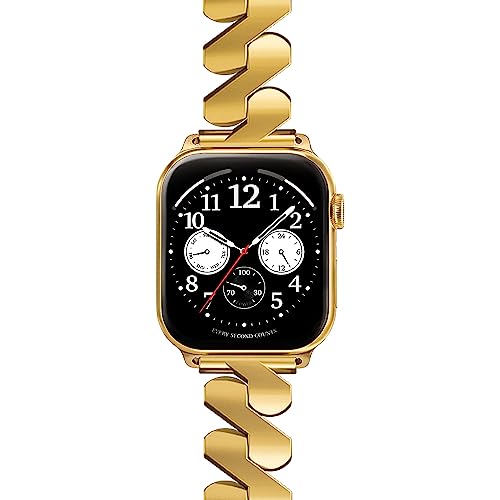 SUNDAREE Kompatibel mit Apple Watch Armband 41mm/40mm/38mm,Gold Damen Herren Metall Edelstahl Metallarmband Ersatz Uhrenarmband für iWatch/Apple Watch Series 8/7 SE/6/5/4/3/2/1 von SUNDAREE
