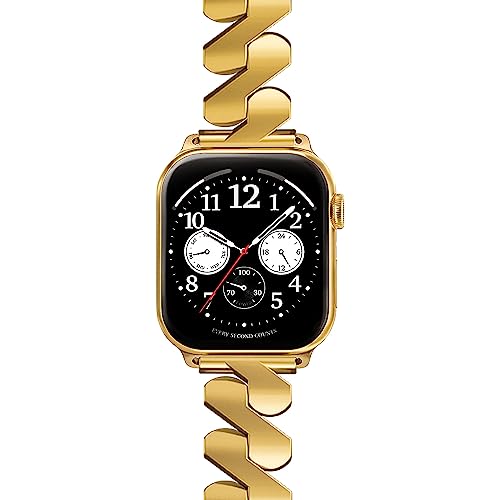 SUNDAREE Kompatibel mit Apple Watch Armband 49mm/45mm/44mm/42mm,Gold Damen Herren Metall Edelstahl Metallarmband Ersatz Uhrenarmband für iWatch/Apple Watch Series 8/7 SE/6/5/4/3/2/1 von SUNDAREE