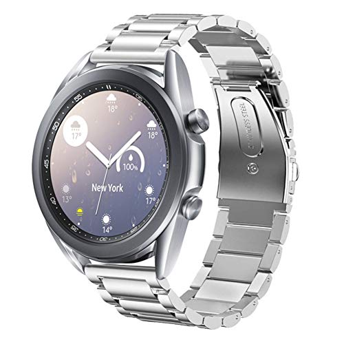 SUNDAREE Kompatibel mit Armband Samsung Galaxy Watch 3 Armband 41MM SM-R850/Watch 42MM SM-R810/Garmin Venu/AMAZFIT GTR MINI/Withings Scanwatch 42MM,20MM Silber Edelstahl Metall Ersatz Uhrenarmband von SUNDAREE