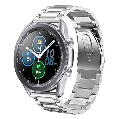SUNDAREE Kompatibel mit Armband Samsung Galaxy Watch 3 Armband 45MM SM-R840/Huawei Watch GT 4 46MM/Garmin Venu 3/AMAZFIT GTR 4/Ticwatch Pro 3 Ultra,22MM Silber Edelstahl Metall Ersatz Uhrenarmband von SUNDAREE
