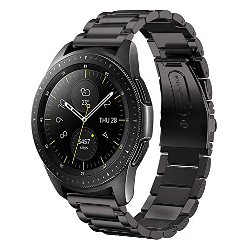 SUNDAREE Kompatibel mit Armband Samsung Galaxy Watch 42MM SM-R810/S2 Classic/Garmin Venu Vívomove Trend/AMAZFIT GTS 4 MINI/Huawei Watch GT 3,20MM Schwarz Ersatz Metallarmband Edelstahl Uhrenarmband von SUNDAREE