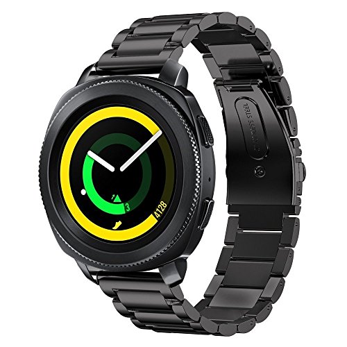 SUNDAREE Kompatibel mit Armband Samsung Gear Sport SM-R600/Garmin Venu/AMAZFIT GTS 4/Huawei Watch GT 4 42mm/TicWatch E3/Withings Steel HR 40mm,20MM Schwarz Edelstahl Metall Ersatz Uhrenarmband von SUNDAREE