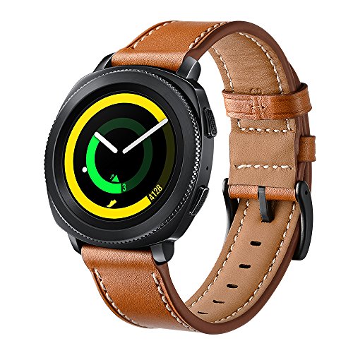 SUNDAREE Kompatibel mit Galaxy Watch 4/5 Armband,20mm Braun Leder Ersatz Lederarmband Band Uhrenarmband für Samsung Watch 4 5 40MM 44MM/4 Classic 42MM 46MM/5 Pro 45MM/Active 2/3 41MM/Gear Sport von SUNDAREE