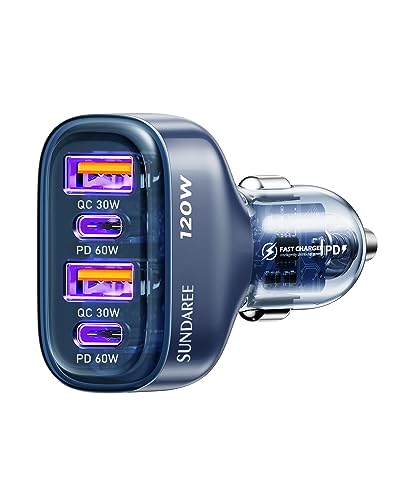 SUNDAREE Zigarettenanzünder USB C,120W 4 Port 12V 24V Kfz Handy Auto Ladegeräte Type C PD QC 4fach Schnellladen Adapter for Samsung A54/Google Pixel 7a/Redmi Note 12/iPhone 14/MacBook/Lenovo/Laptop SUNDAREE Zigarettenanzünder USB C,120W 4 Port 12V 24V Kfz Handy Auto Ladegeräte Type C PD QC 4fach Schnellladen Adapter for Samsung A54/Google Pixel 7a/Redmi Note 12/iPhone 14/MacBook/Lenovo/Laptop von SUNDAREE