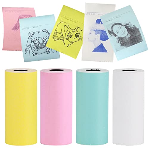 Thermal Paper Rolls, 4 Printable Sticker Rolls Colorful Mini Printing Paper, Self-Adhesive Thermal Printer Paper Roll for Paperang and Mini Wireless Mobile Instant Printer(size:57 * 25mm) von SUNERLORY