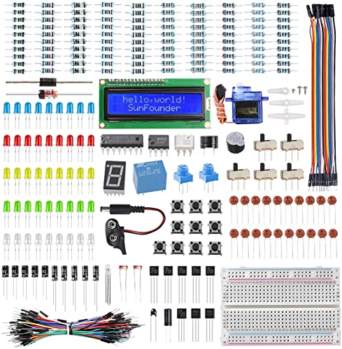 SUNFOUNDER-Electronics Fun Kit mit 1602 LCD-Modul, Steckbrett, LED, Kompatibel mit Arduino R3 MEGA oder Raspberry Pi von SUNFOUNDER