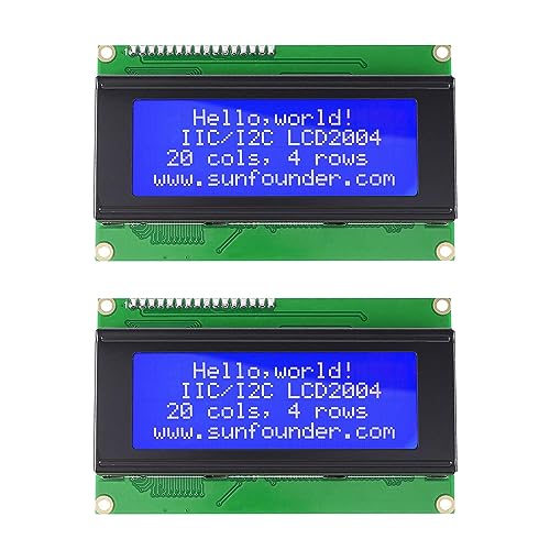 SUNFOUNDER LCD2004 Module with 3.3V Backlight Compatible with Arduino R3 Raspberry Pi Display of 20x4 White Characters on Blue Background (2 Pcs) von SUNFOUNDER