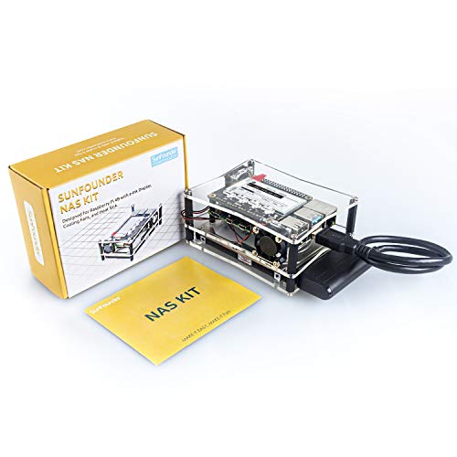 SUNFOUNDER NAS Kit for Raspberry Pi 4B/3B+/3B/3A+/2B, NAS Hat, Dual Fan, Micro SD Card Included von SUNFOUNDER
