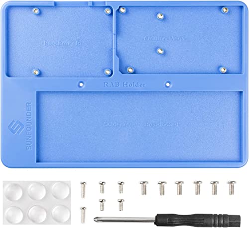 SUNFOUNDER Raspberry Pi 5 4B RAB Holder 5 in 1 Base Plate Compatible with Arduino R3 Mega Pi 4B 3B+ 3B 2 Model B 1 Model B and 400 800 Points Breadboard with Rubber Feets Breadboard Holder von SUNFOUNDER