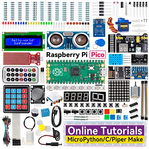 SUNFOUNDER Raspberry Pi Pico Ultimate Starter Kit mit detaillierten Online-Tutorials, über 320 Artikeln, 113 Projekten, MicroPython, Piper Make und C/C++ (kompatibel mit Arduino IDE) von SUNFOUNDER