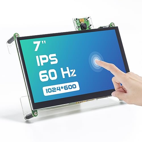 SUNFOUNDER Screen für Raspberry Pi, 7 Zoll Touchscreen 1024X600 IPS Display, USB HDMI Portable Mini Monitor, Upgraded 7in Monitor für Raspberry Pi mit Standfuß und Zwei Lautsprechern von SUNFOUNDER