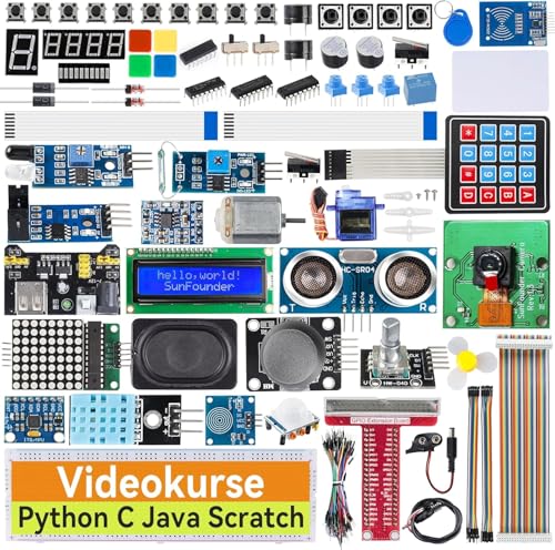 SunFounder Ultimate Starter Kit Für Raspberry Pi 5 4B 3B+ 400,PythonC Java Scratch Node.Js,161 Projekte,337 Artikel(Raspberry PI Nicht ENTHALTEN) von SUNFOUNDER