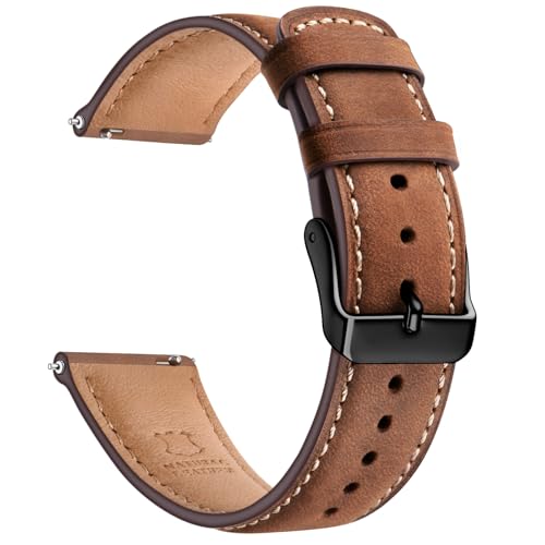 SUNFWR Uhrenarmband 20mm für Samsung Galaxy Watch 5/6/4 40mm 44mm/5 Pro 45mm/4 Classic 42mm 46mm, Echtes Lederband Ersatzarmband für Herren Damen, Rotbraun/Schwarz SUNFWR Uhrenarmband 20mm für Samsung Galaxy Watch 5/6/4 40mm 44mm/5 Pro 45mm/4 Classic 42mm 46mm, Echtes Lederband Ersatzarmband für Herren Damen, Rotbraun/Schwarz von SUNFWR