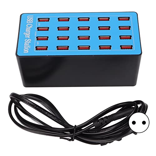 20 Port USB Ladestation, WLXA5+ 100W 20 Port USB Hub Ladegerät Wandnetzteil Schnellladestation (EU-Stecker) von SUNGOOYUE