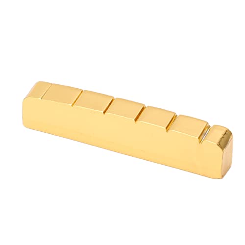 42 Mm Messing Vorgeschlitzter Sattel für 6-saitige Akustikgitarre, Ersatzsaitenzubehör, Geeignet für die Meisten 6-saitigen Gitarren und ähnliche Instrumente, Goldfarbe, 1,7 Zoll 42 Mm Messing Vorgeschlitzter Sattel für 6-saitige Akustikgitarre, Ersatzsaitenzubehör, Geeignet für die Meisten 6-saitigen Gitarren und ähnliche Instrumente, Goldfarbe, 1,7 Zoll von SUNGOOYUE
