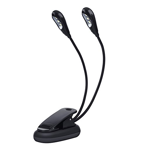 Clip-on-Notenpultleuchte, Mini-verstellbare Doppelarmleuchte, LED-Lampe für Bücherwürmer, Klavier, Orchester, Basteln (6 Lichter) von SUNGOOYUE