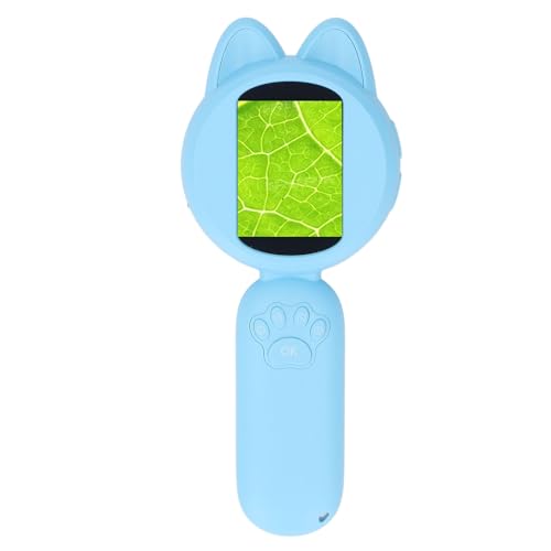 Digitales Mikroskop, Tragbare Handheld -Lupe mit 2 Zoll HD IPS -Bildschirm 8 LED -Leuchten 40 cm Gurt für Outdoor -Abenteuer Geologische Entdeckungen (Blue) von SUNGOOYUE