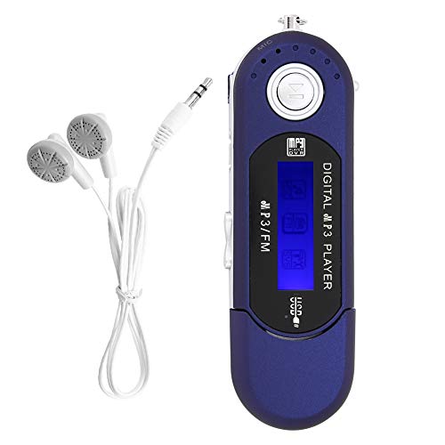 MP3-Player mit Kopfhörer, Tragbarer Musik-MP3-USB-Player mit LCD-Bildschirm FM-Radio-Sprachspeicherkarte Zum Laufen (Blau) von SUNGOOYUE