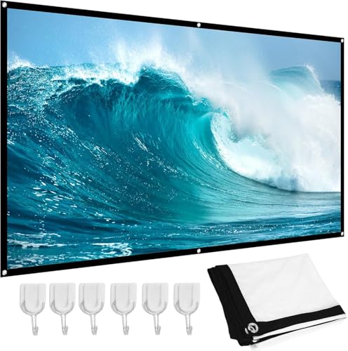 Projektionsleinwand, 60-100 Zoll 16:9 HD-Projektorleinwand, 3D-Film, Tragbare Leinwandvorhänge, Doppelseitige Waschbare Outdoor-Projektorleinwand für Heimkino, (100 Zoll) von SUNGOOYUE