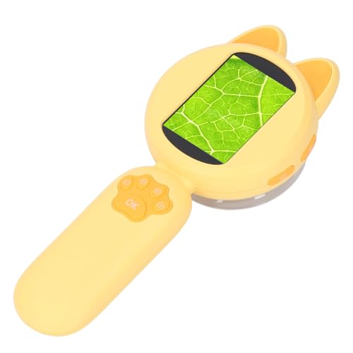 SUNGOOYUE Digitales Mikroskop, Tragbare Handheld -Lupe mit 2 Zoll HD IPS -Bildschirm 8 LED -Leuchten 40 cm Gurt für Outdoor -Abenteuer Geologische Entdeckungen (Yellow) von SUNGOOYUE