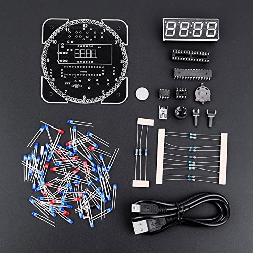 SUNGOOYUE Lichtsteuerungsuhr Kit, Multifunktions Kunststoff DIY Lichtsteuerungsrotation Digitale LED Elektronische Temperaturuhr Kit Suite (Grüne Teile + Netzkabel) von SUNGOOYUE