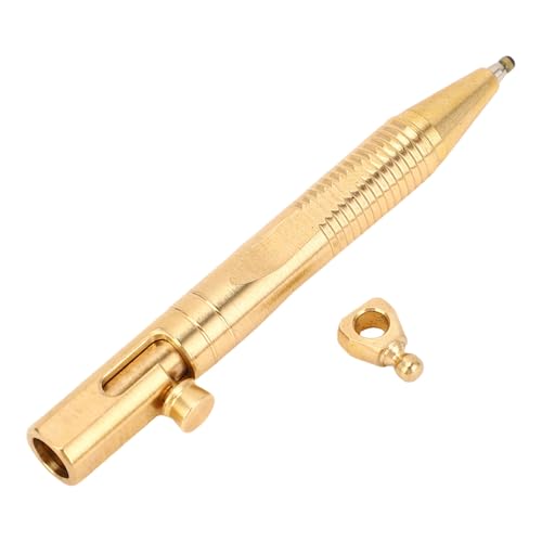 SUNGOOYUE Mini -Kugelschreiber, Messing Compact Writing Notes Signature Dokumente Stift mit Schlüsselbund Oben für Büroarbeitsreisen (Messingfarbe) von SUNGOOYUE